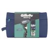 Gillette Mach3 Geschenkset Rasierer 1 St. + Ersatzkopf 1 St. + Rasiergel Series Soothing With Aloe Vera Sensitive Shave Gel 200 ml + Kosmetiktasche