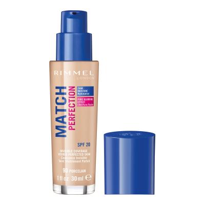 Rimmel London Match Perfection SPF20 Foundation für Frauen 30 ml Farbton  90 Porcelain