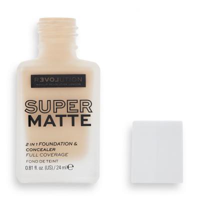 Revolution Relove Super Matte 2 in 1 Foundation &amp; Concealer Foundation für Frauen 24 ml Farbton  F6