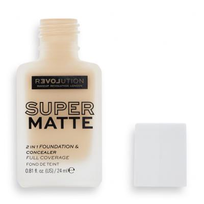 Revolution Relove Super Matte 2 in 1 Foundation &amp; Concealer Foundation für Frauen 24 ml Farbton  F8.5