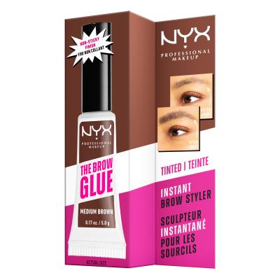 NYX Professional Makeup The Brow Glue Instant Brow Styler Augenbrauengel und -pomade für Frauen 5 g Farbton  03 Medium Brown