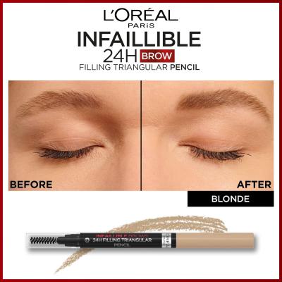 L&#039;Oréal Paris Infaillible Brows 24H Filling Triangular Pencil Augenbrauenstift für Frauen 1 ml Farbton  07 Blonde