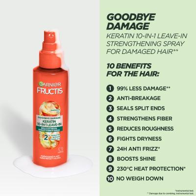 Garnier Fructis Goodbye Damage Keratin 10-In-1 Leave-In Pflege ohne Ausspülen für Frauen 150 ml