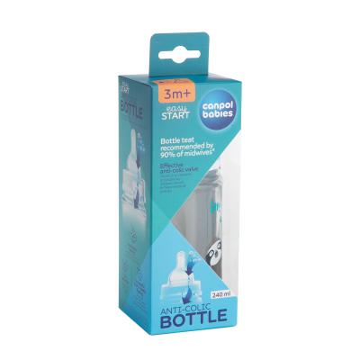 Canpol babies Exotic Animals Easy Start Anti-Colic Bottle Blue 3m+ Babyflasche für Kinder 240 ml