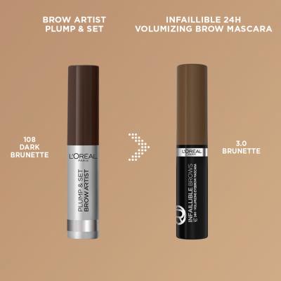 L&#039;Oréal Paris Infaillible Brows Volumizing Eyebrow Mascara Augenbrauen-Mascara für Frauen 4,4 ml Farbton  3.0 Brunette