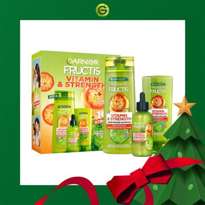 Garnier Fructis Vitamin &amp; Strength Geschenkset Fructis Vitamin &amp; Strength Reinforcing Shampoo 400 ml + Fructis Vitamin &amp; Strength Reinforcing Conditioner 200 ml + Haarserum Fructis Vitamin &amp; Strength Anti-Fall Treatment 125 ml