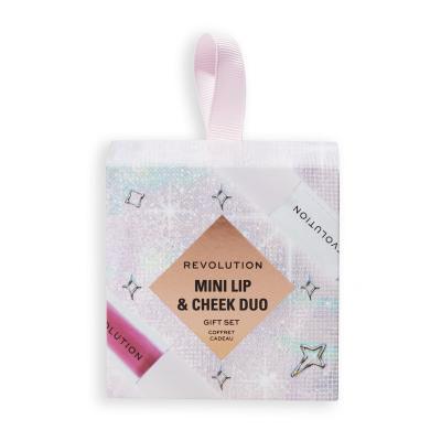 Makeup Revolution London Mini Lip &amp; Cheek Duo Geschenkset Lipgloss Shimmer Bomb 1,4 ml White Shimmer + Flüssiges Rouge Blush Bomb 1,4 ml Cute Pink