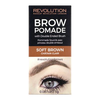 Makeup Revolution London Brow Pomade With Double Ended Brush Augenbrauengel und -pomade für Frauen 2,5 g Farbton  Soft Brown