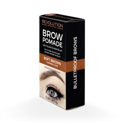 Makeup Revolution London Brow Pomade With Double Ended Brush Augenbrauengel und -pomade für Frauen 2,5 g Farbton  Soft Brown