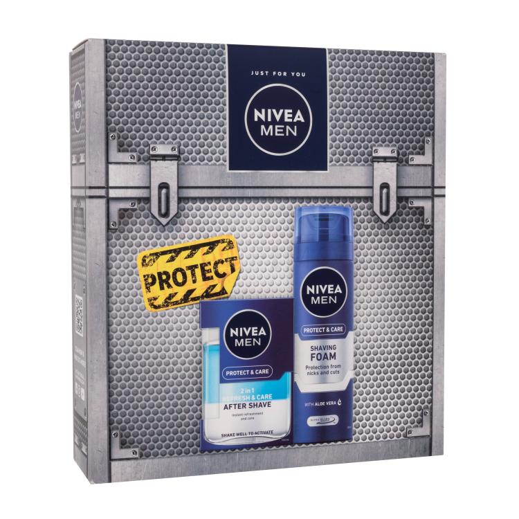 Nivea Men Protect &amp; Care Geschenkset Pflegendes After Shave Wasser 2in1 100 ml + Rasierschaum 200 ml