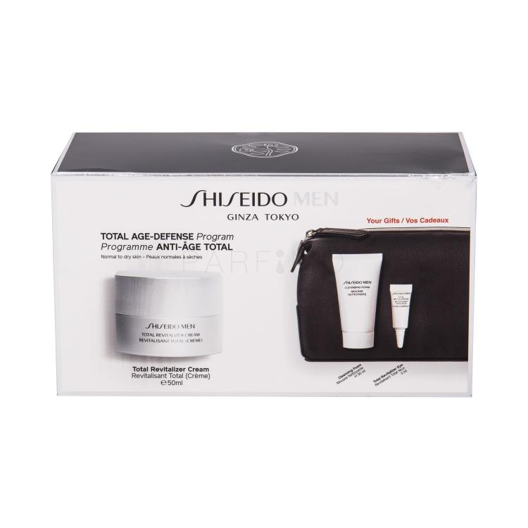 Shiseido MEN Total Revitalizer Geschenkset Tagespflege Total Revitalizer Cream 50 ml + Augenpflege Total Revitalizer Eye Cream 3 ml + Reinigungsschaum 30 ml + Kosmetiktasche