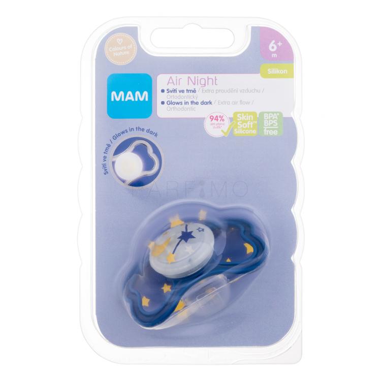 MAM Air Night Silicone Pacifier 6m+ Stars Schnuller für Kinder 1 St.