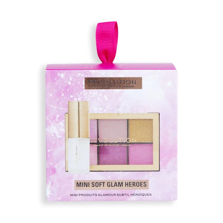 Makeup Revolution London Mini Soft Glam Heroes Gift Set Geschenkset Lidschatten-Palette Mini Reloaded Palette 4,2 g Heartbreaker Pink + Pout Bom Lip Gloss 4 ml Glaze