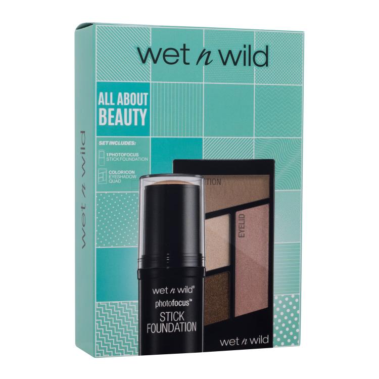 Wet n Wild All About Beauty Geschenkset Make-up-Stick Photo Focus Stick Foundation 12 g Soft Beige + Lidschattenpalette Icon Eyeshadow Quad 4,5 g Walking On Eggshells