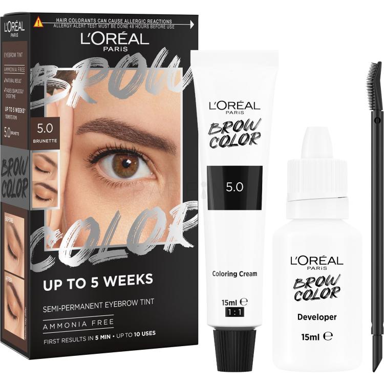 L&#039;Oréal Paris Brow Color Semi-Permanent Eyebrow Tint Augenbrauenfarbe für Frauen 1 St. Farbton  5.0 Brunette