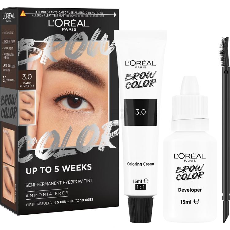 L&#039;Oréal Paris Brow Color Semi-Permanent Eyebrow Tint Augenbrauenfarbe für Frauen 1 St. Farbton  3.0 Dark Brunette