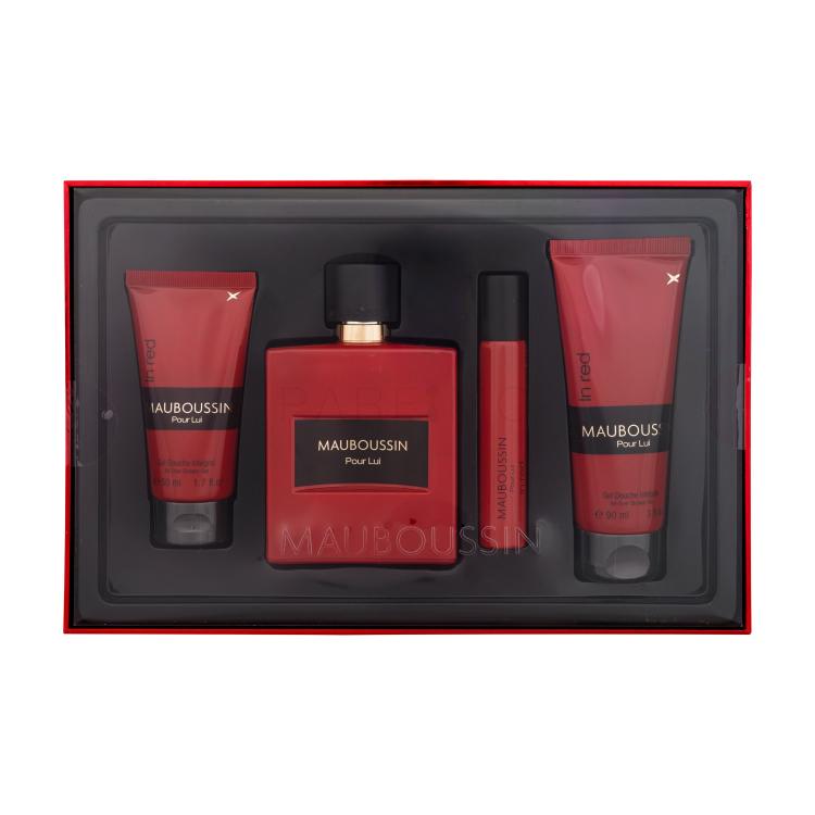 Mauboussin Pour Lui In Red Geschenkset Eau de Parfum 100 ml + Duschgel 90 ml + Eau de Parfum 20 ml + Duschgel 50 ml