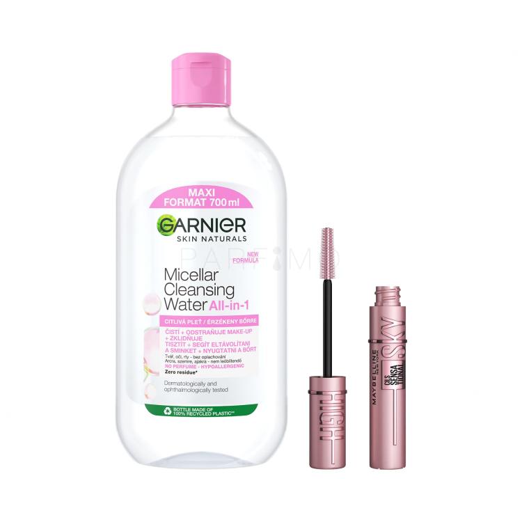 Set Mizellenwasser Garnier Skin Naturals Micellar Cleansing Water All-in-1 + Mascara Maybelline Lash Sensational Sky High