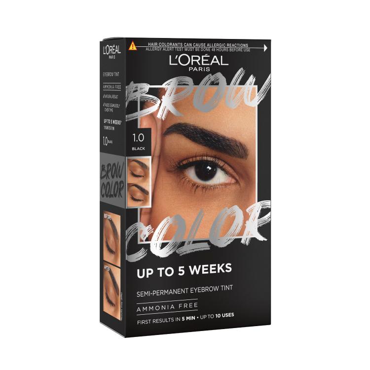 L&#039;Oréal Paris Brow Color Semi-Permanent Eyebrow Tint Augenbrauenfarbe für Frauen 1 St. Farbton  1.0 Black