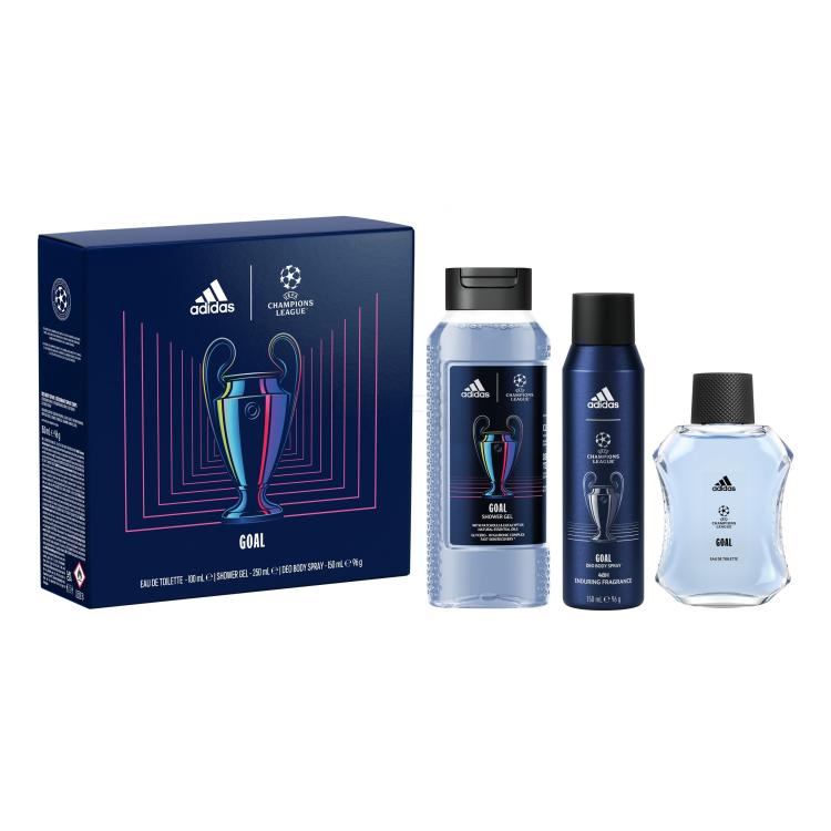 Adidas UEFA Champions League Goal Geschenkset Eau de Toilette 100 ml + Duschgel 250 ml + Deodorant 150 ml