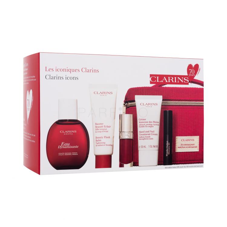 Clarins Aroma Eau Dynamisante Geschenkset Eau de Soin 50 ml + Hautcreme Beauty Flash Balm 50 ml + Lippenöl Lip Comfort Oil 7 ml 03 Cherry + Handcreme Hand And Nail Treatment Cream 30 ml + Wonder Perfect Mascara 4D 3 ml 01 Perfect Black + Kosmetiktasche